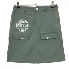 【超美品】ニューバランスゴルフ ストレッチスカート カーキ×白 後ろワッペン 6ポケット レディース 2(L) ゴルフウェア New Balance