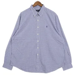 Ralph Lauren ラルフローレン 長袖ボタンダウンシャツ チェック柄 メンズUS-XXL ブルー hsc-0665n