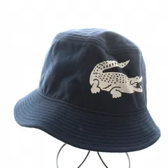 ラコステ LACOSTE ワニロゴデザインバケットハット 帽子 コットン ポリエステル 刺繍 プリント 58cm 紺 ネイビー 白 ホワイト /NW38 ■GY99のサムネイル