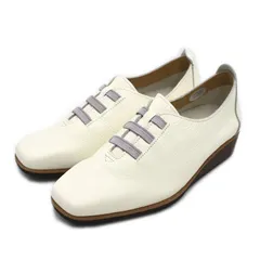 Figurino フィグリーノ 23.5cm オフホワイト 白 mer0525 ゴムレースシューズ 日本製 本革 ft1130
