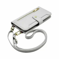 【訳アリ】iPhone12 Pro Max アイフォン12プロマックス 対応 スマホショルダー 手帳型 スマホ ケース (ライトグレー)斜め掛け ストラップ 付き 落下防止 カード収納 くすみカラー 高級PUレザー 小銭入れ 財布型 肩掛け 全面保護 軽量