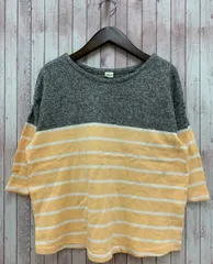 ロンハーマン Ron Herman カットソー ニット 五分袖 ボーダー 切替 S グレー オレンジ MK973