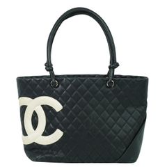 本物 シャネル CHANEL カンボンライン ココマーク トートバッグ ハンドバッグ レザー ブラック Cambon Line バッグ 中古 【フォロー割】