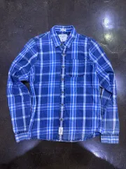 アバクロンビー ブルー CHECK シャツ マッスルフィット XXL