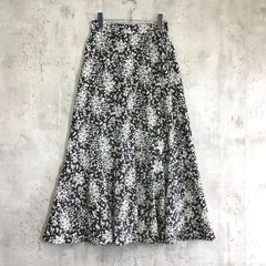 SENSE OF PLACE センスオブプレイス　ロングフレアスカート　ダークグレー×花柄　レディース　Fサイズ