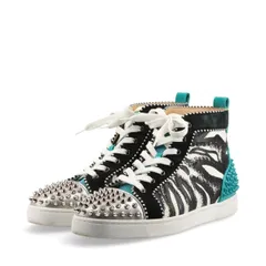 Christian Louboutin クリスチャンルブタン LOU SPIKES 2 FLAT スパイクスタッズ レザー × メッシュ ハイカットスニーカー メンズ 40 マルチカラー イタリア製