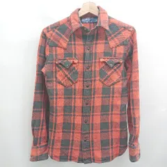 ◇ ⊇ Polo by Ralph Lauren ポロ バイ ラルフローレン チャック柄 ウエスタン 長袖 シャツ サイズXS オレンジ系 メンズ E  【1507250006046】