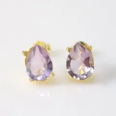 S925製 ピンクアメジスト 8×6mm 天然石 滴 ピアス