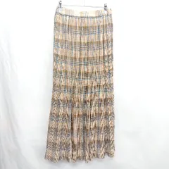 ◇ Θ KBF アーバンリサーチ チェック柄 ロング プリーツ スカート サイズF ブラウン系 レディース E  【1502060049207】