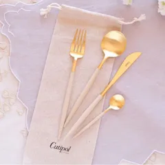 【新品】    カトラリー Cutipol GOA（クチポールゴア） アイボリー/ゴールド　スプーン フォーク ギフト 引越し祝い IVGB