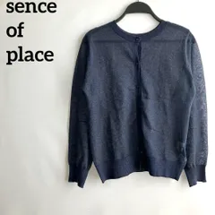 sence of place紺ネイビーカーディガン長袖薄手上品高級感ワンサイズ
