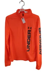【美品】UNDER ARMOUR(アンダーアーマー) 長袖ハーフジップシャツ オレンジ メンズ SM ゴルフ用品 2408-0431 中古