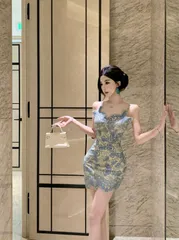 【Mサイズ】韓国キャバドレス ミニワンピ パーティドレス ワンピース レース セクシー 大人 刺繍　ワンホンキャバドレス 高級レース刺繍 タイトワンピース パーティー韓国風