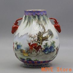 雍正琺瑯彩蒜頭瓶 景徳鎮 陶磁器 装飾品 現代工芸品 美術品 置物