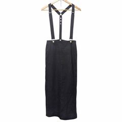 24SS THE RERACS 24SS-RESK-160L-J RERACS SUSPENDER PENCIL SKIRT サイズ36 ウール リネン ブラック サスペンダー ペンシルスカート