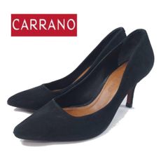 美品 CARRANO スエード パンプス 35 ブラック ポインテッドトゥ カラーノ レディース hws00361