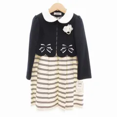 エルアンノアール ELLE EN NOIR タグ付き セットアップ フォーマル ワンピース ジャケット リボン ボーダー フリル ノースリーブ 女の子 120 /VU◇ 0205 