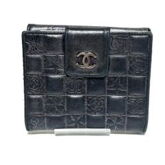 シャネル 10736352  2つ折り財布 チョコバー ココマーク カメリア柄 人気 オシャレ 黒 ブラック  CHANEL