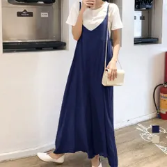 オールインワン サロペット レディース綿麻風 大人可愛い オーバーオール 韓国 おしゃれ ワイドパンツ ロング丈 マキシ スカーチョ ガウチョ サロペットスカンツ キャミソールパンツ スカーチョ 春夏秋 6XINANYT-008