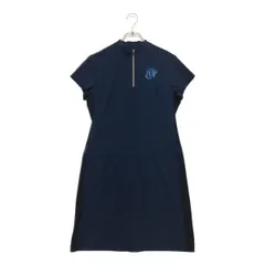 中古 レディース ゾーイ ZOY ワンピース 38(M) 紺  ネイビー  半袖ハーフジップストレッチ