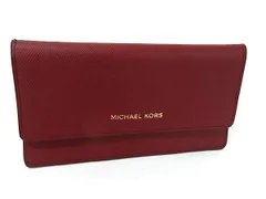 ■極美品■ MICHAEL KORS マイケルコース レザー 二つ折り 長財布 ウォレット 小銭入れ 札入れ レディース レッドブラウン系 DH9547