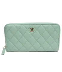 シャネル 長財布 ココマーク ラウンドジップ ライトグリーン系 AP0242 レディース CHANEL