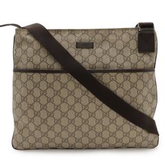 GUCCI グッチ GGスプリーム GGプラス ショルダーバッグ 斜め掛け マチなし PVC レザー ベージュ ダークブラウン 141198