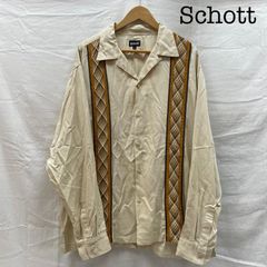 schott ショット シャツ、ブラウス 長袖 782-3120005 LINE 2TONE LS SHIRT ライン 2トーン ロングスリーブ シャツ リヨセル コットン アイボリー