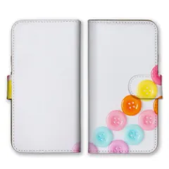 iPhone15 ケース 手帳型 iPhone 15 スマホケース 携帯ケース ボタン ぼたん 手芸 装飾 カラフル ポップ パステルカラー 可愛い かわいい ホワイト 白色 カラー04