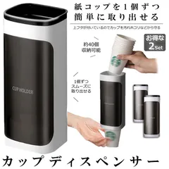 カップディスペンサー 使い捨てコップ用ホルダー 2個セット 紙コップ 壁掛けタイプ 紙コップホルダー 紙カップ ディスペンサー 紙コップ収納 大容量 スッキリ収納 防塵 多場所に活躍 