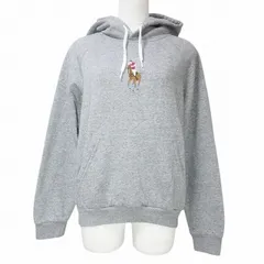 ポロ ラルフローレン POLO RALPH LAUREN 美品 パーカー プルオーバー 長袖 裏起毛 ビッグポニー 刺繡 M グレー X