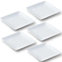 【5枚セット】スクエアー プレート13cm ホワイト 小皿 角皿 お皿 陶器 食器 白 おしゃれ カフェ 絵付け用 食器 白磁 ポーセリンアート 食洗機対応 レンジ対応可 0
