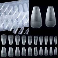 【特価商品】超薄 ロング クリア ネイルチップ 240枚 サンディング 自然なフィット感 COLORBIRD つけ爪 (バレリーナM 240pcs)