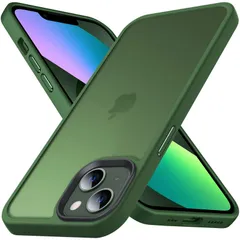 【新着商品】対応 ミニ 薄い アイフォン13 スマホケース ストラップホール付き 黄ばみ無し カバー マット感ケース 耐衝撃 米軍MIL規格 5.4インチ 半透明 ケース 用 mini 「グリーン」 13 iPhone Anqrp