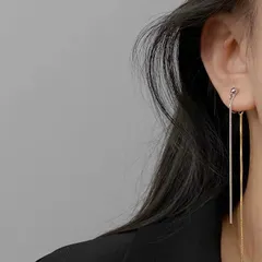 【即納】ゴールド&シルバー　バイカラー イヤリング 穴を開けないピアス　ノンホールピアス　華奢ピアス　ゆらゆらピアス