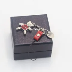 良品 プラダ 箱付 キーホルダー シルバーカラー ストラップ シルバー金具 レディース KRK 2000000 NSK