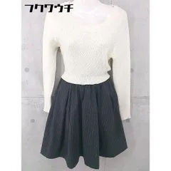 ◇ COCO DEAL ココ ディール ニット 切り替え 長袖 膝丈 ワンピース サイズ1 オフホワイト ネイビー レディース 【中古】 【1103230002260】