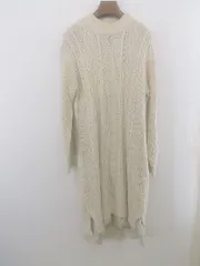 ◇ B:MING by BEAMS ビームス ケーブル編み 長袖 膝下丈 ニット ワンピース サイズONE アイボリー系 レディース P  【1303010001531】
