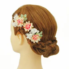 髪飾り 成人式 振袖 浴衣 卒業式 袴 結婚式 3点セット ピンク　白 花 和 洋 かんざし 手作り 簪 つまみ細工 ちりめんフォーマル 花飾り 玉飾り ブライダル W 28 293-320 ピンク　白 o815　Si