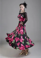 新品 未使用  新作 人気の花柄練習着スタンダードの練習にオススメのワンピース 社交ダンスドレス ラテンダンス衣装 レッスンウェア ステージ衣装