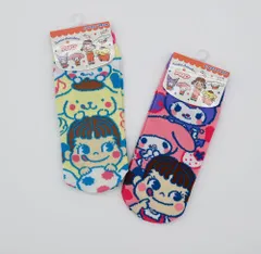 ジャガードソックス　ペコちゃん×サンリオキャラクターズ　クロミ　マイメロディ　シナモロール　ポムポムプリン　2足セット　メール便　クリックポスト　即購入可