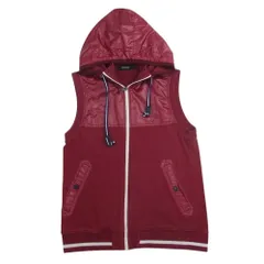 BURBERRY BLACK LABEL バーバリーブラックレーベル D1P06-605-18 コットン ナイロン 切替 フード ベスト レッド系 2【中古】のサムネイル