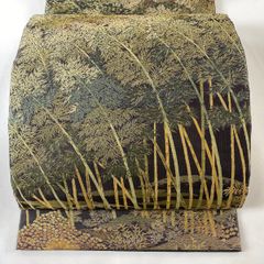 袋帯 美品 秀品 関西仕立て 雪輪 花鳥 箔 刺繍 ベージュ お太鼓