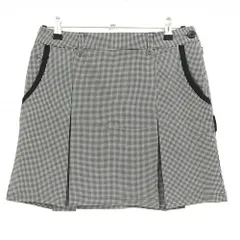 【超美品】ティゴラ スカート 白×黒 千鳥格子 ボックスプリーツ ロゴ刺しゅう レディース 11 ゴルフウェア TIGORA