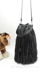 J&Mdavidson カーニバル フリンジ レザー黒 ポシェット 2wayハンドバッグ 極美品@TBA