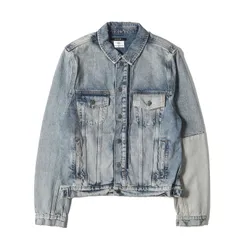 Ksubi スビ ジャケット サイズ:M ヴィンテージ加工 スリーブ 切替 デニム トラッカー ジャケット Classic Jinx Remix Jacket アウター Gジャン ブルゾン インディゴ 【メンズ】