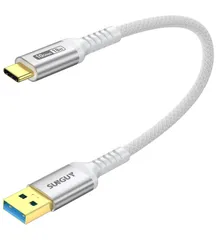 SUNGUY USB Type C ケーブル 0.3M USB3.1 Gen2 10Gbps データ転送 タイプ c 高速充電 USB-A to USB-C 短い 30cm 金メッキコネクタ Android Auto対応 ナイロン編み 高耐久性 iPhone1