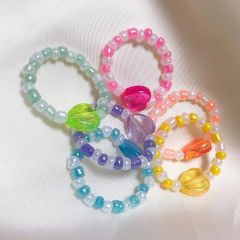 カラフル　ビーズリング6色セット！