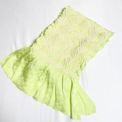 帯揚げ　黄緑　正絹　中抜き絞り