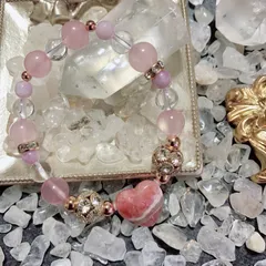 天然石◆パワーストーンブレス◆高品質インカローズ、スターローズクォーツ、2A水晶